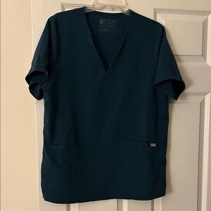 Figs Deep Blue V-Neck Scrub Top